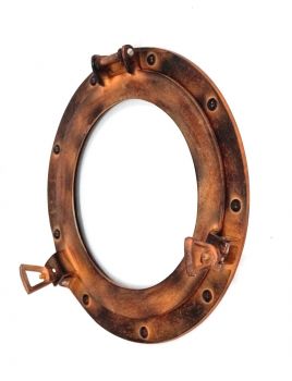 AL4860E - Porthole Glass Aluminum Tan Rust, 11"